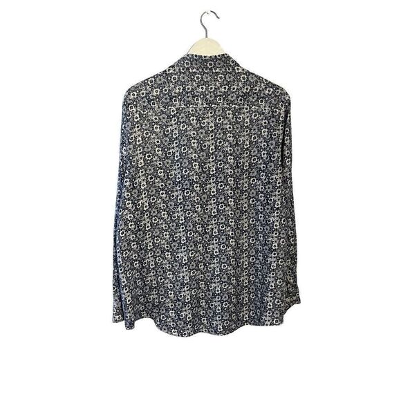 Tasso Elba navy and white floral linen button down shirt - XL - Picture 4 of 8